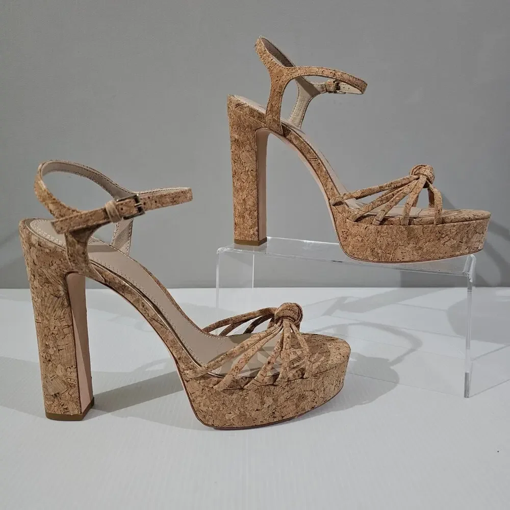 Paige Candice Cork Platform Sandal Womens Size 10 Strappy Chunky Block High Heel